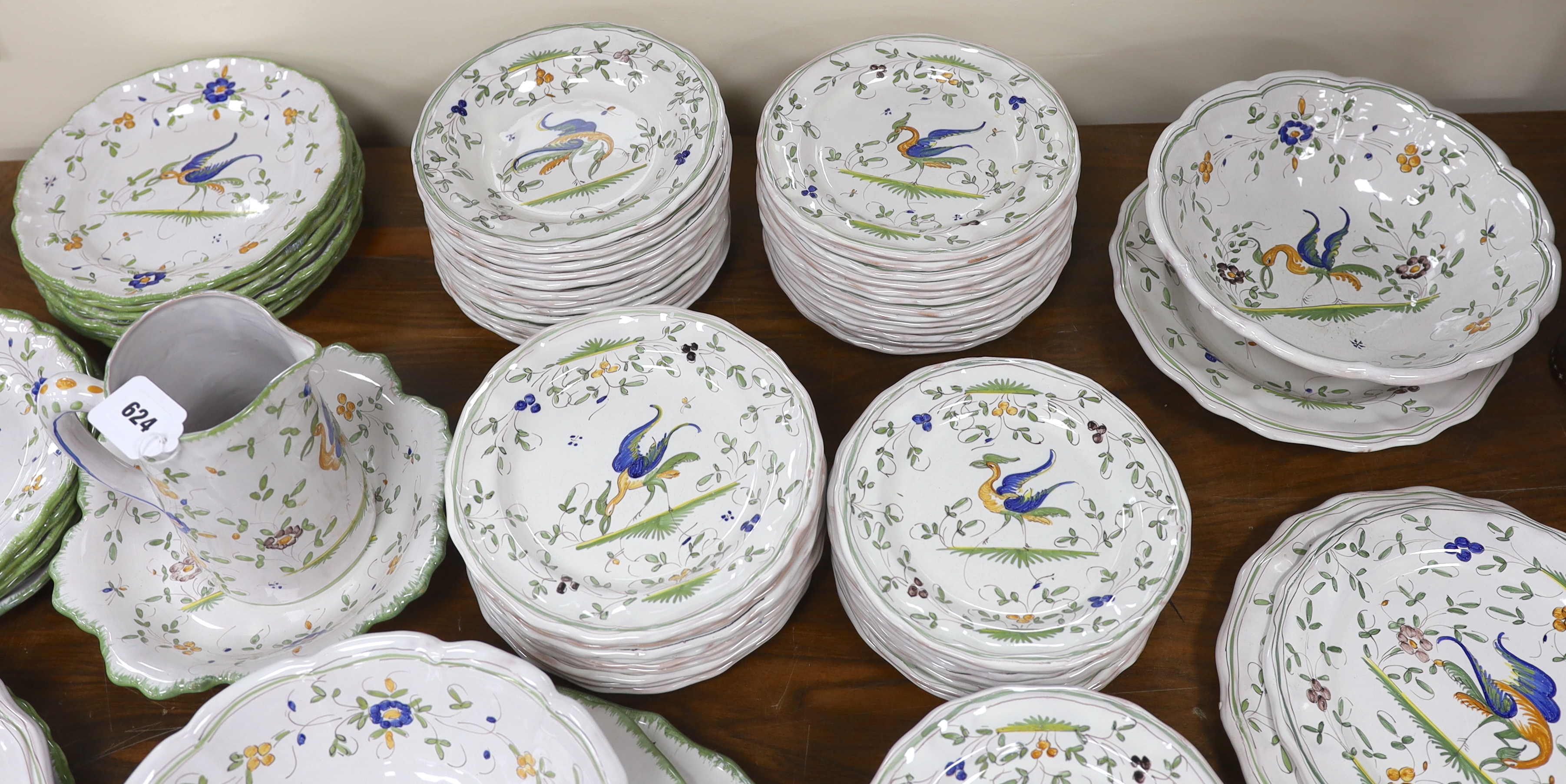 A comprehensive Moustiers, France faience dinner service